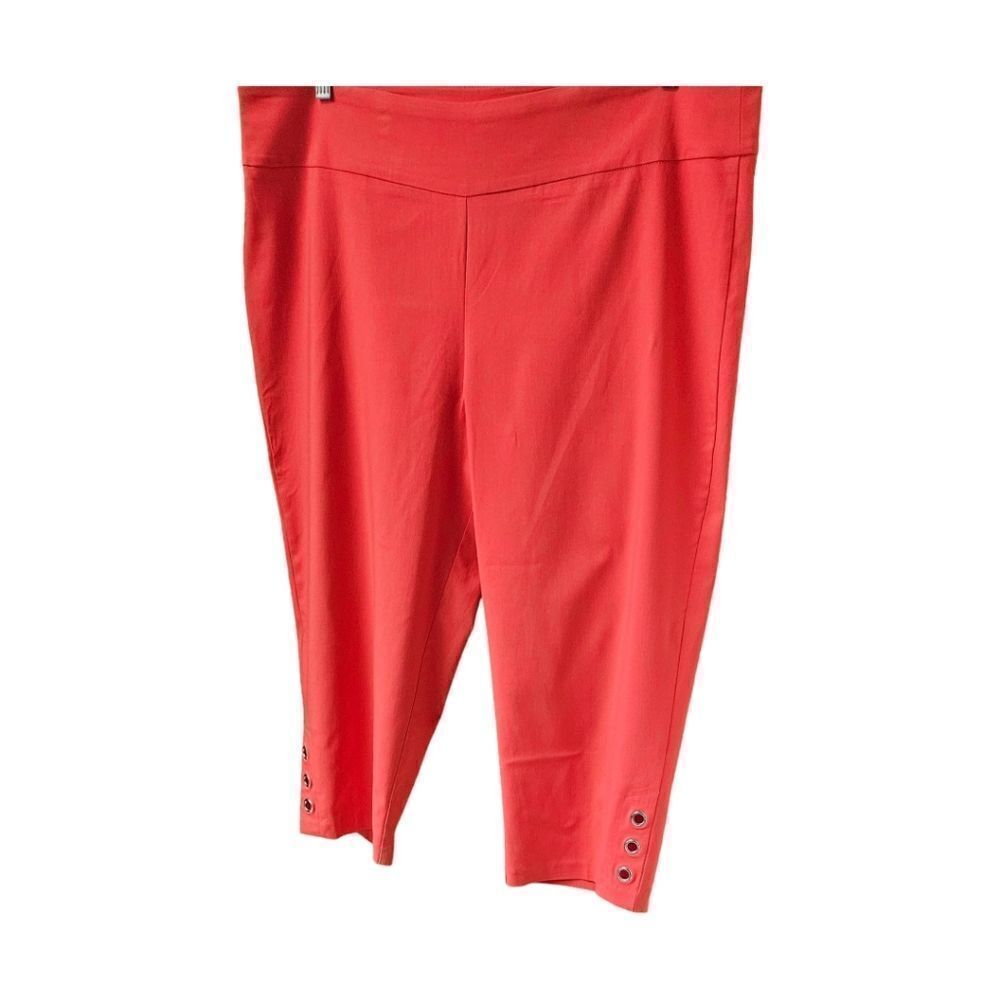 NWOT ZAC & RACHEL Plus Size Bright Coral Cropped Capri Pants - Picture 3 of 12